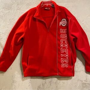 Ohio State Jacket Men’s XXL Red 1/4 Zip Pullover Spellout Embroidered Fleece